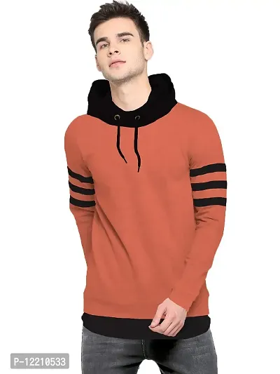 LEWEL Men's Cotton Casual Slim Fit Hooded Neck Full Sleeve T-Shirt Small