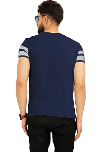 LEWEL Men's Half Sleeve T-Shirt (Blue, Grey) Small-thumb1