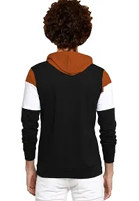 LEWEL Boy's Hooded Colorblock T-Shirt (Rust Brown, White, Black)-thumb2