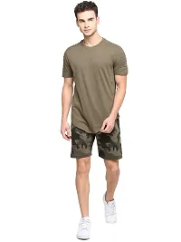 LEWEL Men's Cotton Camouflage Printed Shorts - Olive (Medium)-thumb3