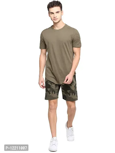LEWEL Men's Cotton Camouflage Printed Shorts - Olive (Medium)-thumb4