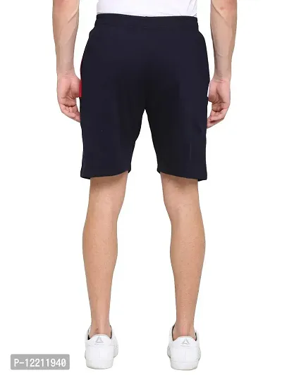 LEWEL Men's Cotton Multi Colorblock Shorts - Navy (X-Extra Large)-thumb3