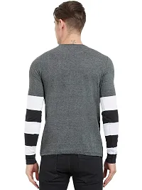LEWEL Men's Regular Fit T-Shirt (39CMWB_Grey, White & Black_Small)-thumb2