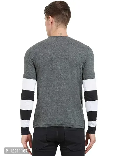 LEWEL Men's Regular Fit T-Shirt (39CMWB_Grey, White & Black_Small)-thumb3
