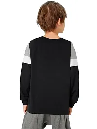 LEWEL Boys Stylish Colorblock Full Sleeve T-Shirt (Grey, White, Black) 2-3 Years-thumb2