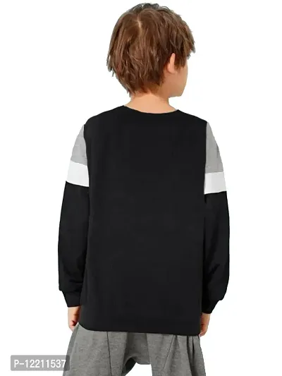 LEWEL Boys Stylish Colorblock Full Sleeve T-Shirt (Grey, White, Black) 2-3 Years-thumb3