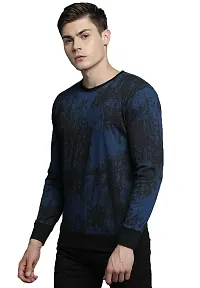 LEWEL Men's Cotton Round Neck Stylish Full Sleeve Printed T-Shirt, Navy Blue (Small)-thumb1