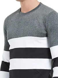 LEWEL Men's Regular Fit T-Shirt (39CMWB_Grey, White & Black_Small)-thumb4