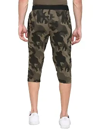 LEWEL Men's Cotton Printed Camouflage Three Fourth Shorts - 3/4 - Olive (Medium)-thumb1