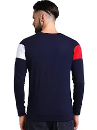 LEWEL Men's Colorblock Full Sleeve T-Shirt (Navy Blue, Red, White) Large-thumb2