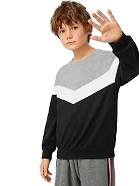 LEWEL Boys Stylish Colorblock Full Sleeve T-Shirt (Grey, White, Black) 2-3 Years-thumb1