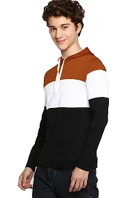 LEWEL Boy's Hooded Colorblock T-Shirt (Rust Brown, White, Black)-thumb1