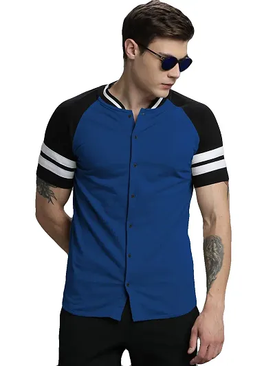 LEWEL Men's Blend Stylish Half Sleeve Casual Shirt : (Small)