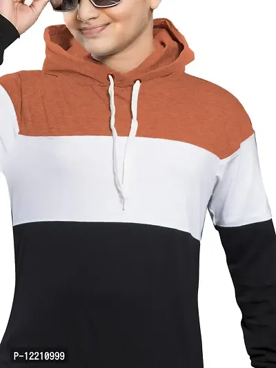 LEWEL Boys Cotton Hooded Neck Hoodie (K152-HOOD-RUSTWB-11to12_Rust Brown, White, Black_11 Years-12 Years)-thumb4