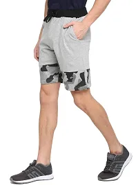 LEWEL Men's Cotton Camouflage Printed Shorts - Grey (Extra Large)-thumb1