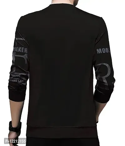 LEWEL Men's Stylish Cotton Printed T-Shirt Black (Medium)-thumb2