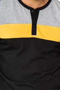 LEWEL Men's Full Sleeve Hanley T-Shirt (Black, Grey, Yellow) Large-thumb3