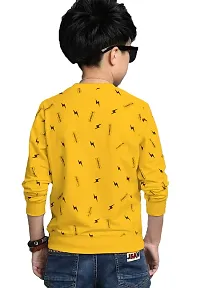 LEWEL Boy's Stylish Printed Cotton Full Sleeve T-Shirt (Yellow, 6-7 Years)-thumb1