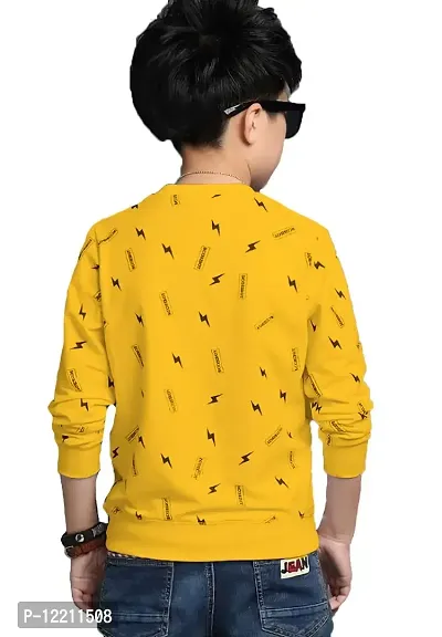 LEWEL Boy's Stylish Printed Cotton Full Sleeve T-Shirt (Yellow, 6-7 Years)-thumb2