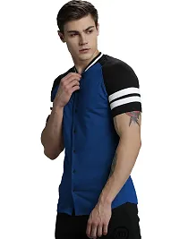 LEWEL Men's Cotton Blend Stylish Half Sleeve Casual Shirt : Royal Blue (Small)-thumb1