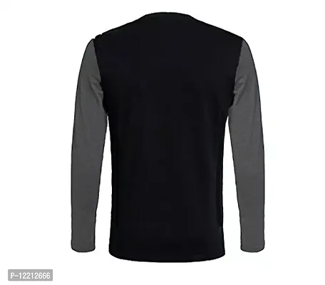 LEWEL Men's Regular Fit T-Shirt (LEWEL07M_Black & Grey_Medium)-thumb3
