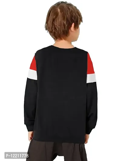 LEWEL Boy's Cotton Round Neck Color Block T-Shirt (Red, White, Black) 10-11 Years-thumb3