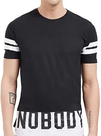 LEWEL Men's Broad Stripes Half Sleeve T-Shirts (Black,White) Medium-thumb4