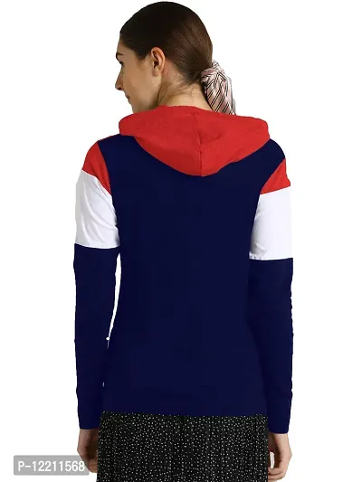 LEWEL Women's Cotton Hooded Colorblock Sweatshirt (Medium)-thumb3