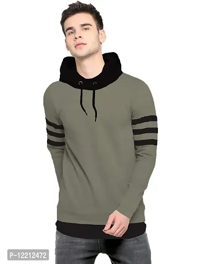 LEWEL Men's Cotton Casual Slim Fit Hooded Neck Full Sleeve T-Shirt Small