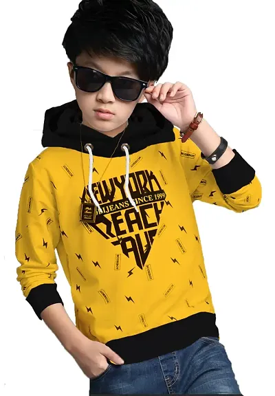 LEWEL Boys Blend Hooded Neck Hoodie(K63-HOOD-THUNDER-YELLOW_Yellow_2 Years-3 Years)