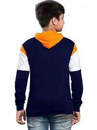 LEWEL Boy's Slim Fit T-Shirt (K89-HOOD-OWN-11to12_Orange, White & Navy Blue_11-12 Years)-thumb2