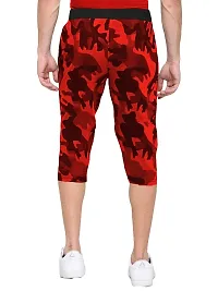 LEWEL Men's Cotton Printed Camouflage Three Fourth Shorts - 3/4 - Red (Large)-thumb1