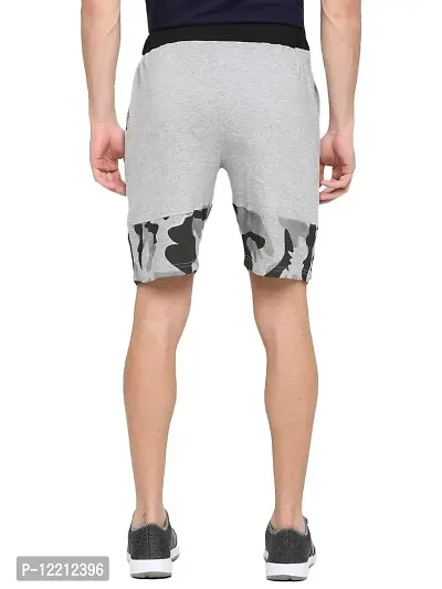 LEWEL Men's Cotton Camouflage Printed Shorts - Grey (Extra Large)-thumb3