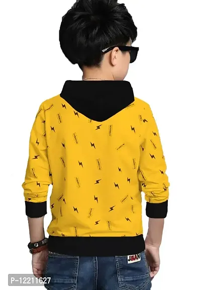 LEWEL Boys Cotton Blend Hooded Neck Hoodie(K63-HOOD-THUNDER-YELLOW_Yellow_2 Years-3 Years)-thumb2