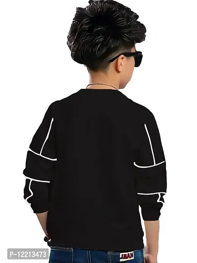 LEWEL Boy's Stylish Printed Full Sleeve Slim Fit T-Shirt (Black, 4-5 Years)-thumb2
