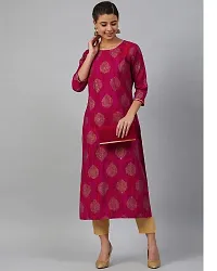 Meeranshi LIVING Golden Print Pink Straight Kurta for Women-thumb3