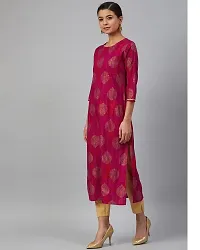 Meeranshi LIVING Golden Print Pink Straight Kurta for Women-thumb1