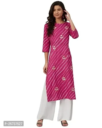 Meeranshi LIVINGIndian Print Pink Leheriya Straight Kurta