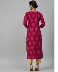 Meeranshi LIVING Golden Print Pink Straight Kurta for Women-thumb2