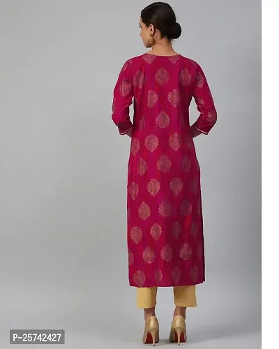 Meeranshi LIVING Golden Print Pink Straight Kurta for Women-thumb3