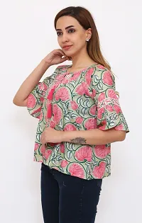 Fashionable Multicoloured Viscose Rayon Printed Top For Women-thumb1