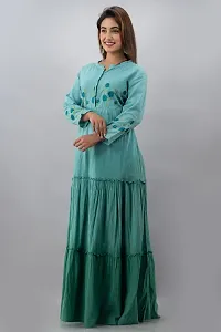 Stylish Cotton Green Embroidered Flared Anarkali Kurta For Women-thumb1