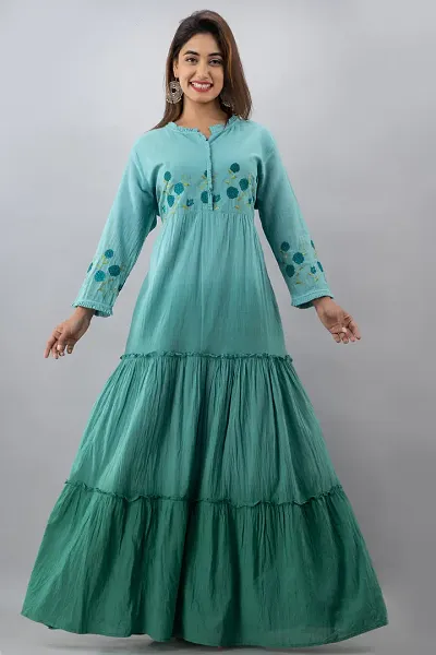 Stylish Embroidered Flared Anarkali Kurta For Women