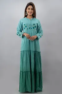 Stylish Cotton Green Embroidered Flared Anarkali Kurta For Women-thumb4