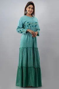 Stylish Cotton Green Embroidered Flared Anarkali Kurta For Women-thumb3