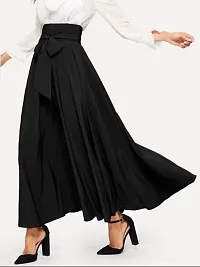 Women Black Long Solid Skirt-thumb1