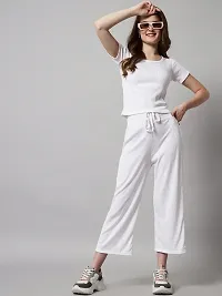 Stylish Fancy Cotton Blend Plain White Hosiery Top And Pajama Set For Women-thumb2