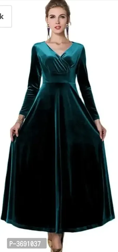 Turquoise - Long Velvet Dress