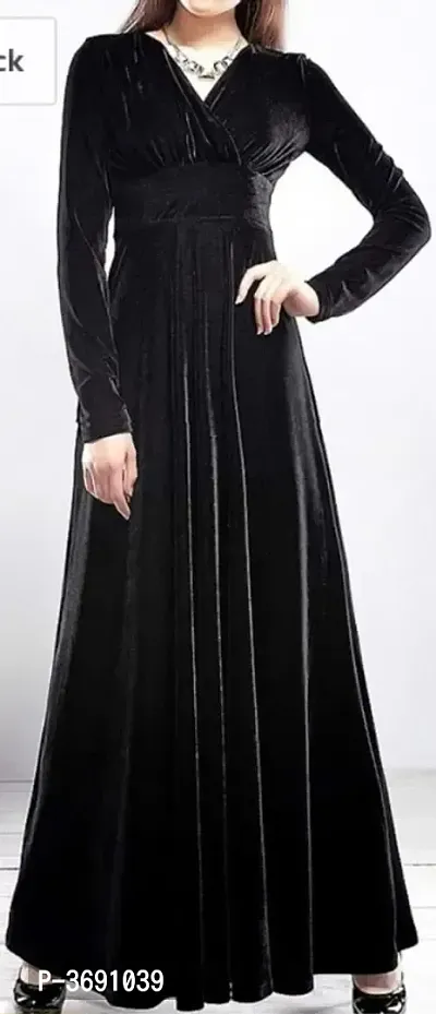 Black - Long Velvet Dress-thumb0