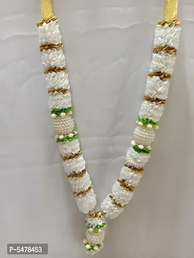 Satin Garland White And Gold Length 11.5 Inc